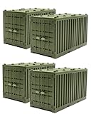 LONESTAR Klemmbausteine I Schiffs Container Set I 4er Set Frachtcontainer I Khaki | kompatibel mit Steckbausteinen anderer Hersteller