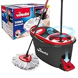 Vileda Turbo 3in1 Komplett Set, Wischmopp mit 3in1 Mikrofaser-Moppkopf, Eimer mit Schleuder, Teleskopstiel: 85 – 123 cm, entfernt 99 % der Bakterien, nachhaltiges Wischsystem, Vileda Love it Clean