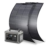 ALLPOWERS Tragbare Powerstation R600 mit 2x 100W Flexibles Solar Panel, 299Wh Solargenerator mit LiFeP04, Schnellladung in 1 Stunde, bis zu 600W Leistung, Balkonkraft für Notstrom/Camping/Wohnmobile