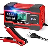 10 A Autobatterie Ladegerät 10A 12V 24V Smart Vollautomatische KFZ Batterieladegerät LCD Touchscreen Temperaturkompensation Reparaturmodus Ladegerät für Auto Motorrad Kleintransporter