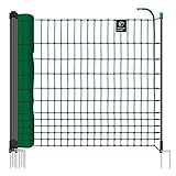 VOSS.farming farmNET Hühnerzaun 25m, Geflügelnetz, 112cm, Hühnernetz, Hundenetz, Katzennetz, 9 Pfähle, 2 Spitzen, grün, ohne Strom