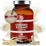 QIDOSHA® Ginseng Kapseln hochdosiert mit 80% Ginsenosiden, 180 Kapseln im Apothekerglas, original Roter Panax Ginseng C.A. Meyer, deutsche Fertigung, ohne Füllstoffe