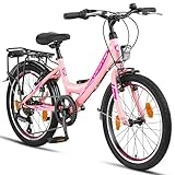 Licorne Bike Stella Premium City Bike 20 Zoll 6 Gang Fahrrad für Mädchen Herren und Damen 21 Gang Holland Citybike (Rosa 20 Zoll)…