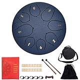 Steel Tongue Drum 6' Stahlzungen 8 Töne Zungentrommel Pan Drum Percussion Steel Instrument Handpan Steel mit Schlägeln,Tragetasche,Fingerschutz Handpfannentrommel für Meditation Yoga Klangheilung