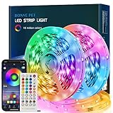 Bonve Pet LED Strip 10M,Bluetooth RGB LED Streifen,Farbwechsel LED Lichterkette 10M mit Fernbedienung und App,Led Leiste Musik Sync,Timer-Einstellung,LED Band für Gaming Zimmer, Room, Küche,Party