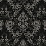 Fiula Barock Tapete Klebefolie Muster Möbel Schwarz Weiß Selbstklebende Tapete 41CMx3M Klebetapete Möbelfolie Tapeten Vintage Wandtapete Abnehmbar Peel and Stick Wallpaper Wohnzimmer Schlafzimmer