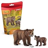 Schleich Figuren Mama Grizzly mit Bär 42473 Wild Life – Langlebiges Tierspielzeug-Set