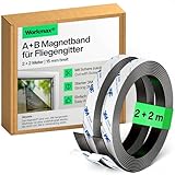 WORKMAX® A+B Magnetband für Fliegengitter & Moskitonetze (2+2 Meter) | Magnetstreifen stark selbstklebend | Magnetband mit gegenseitiger Anziehung