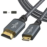 Twozoh Mini HDMI auf HDMI Kabel 2M, geflochtenes HDMI auf Mini HDMI Kabel, unterstützt 3D, 4K/60Hz, 1080p, 720p