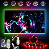 LED TV Hintergrundbeleuchtung 4m, RGB LED Strip for 45-75 zoll TVs Smart LED Fernseher Hintergrundbeleuchtung mit APP und Fernbedienung, Musik Sync