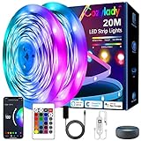 Alexa LED Strip 20m, Smart WIFI LED Streifen mit Fernbedienung, RGB LED Band Kompatibel mit Alexa und Google Assistant, Musik Sync, Farbwechsel DIY LED Lichtband für Haus, Party, Küche Deko (2x10m)