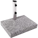 Anaterra® Sonnenschirmständer - Granit, 25 kg, Quadratisch, mit Griff, Edelstahl - Schirmständer, Sonnenschirmsockel, Ständer für Sonnenschirm, Balkon, Terasse, Garten, Outdoor