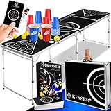 KESSER® Beer Pong Tisch Set mit Kartenspiel Trinkspiel - inkl. 100 Becher (50 Rot & 50 Blau), 6 Bälle + Regelwerk Partyspiele Table Höhenverstellbar KlappbarerClassic + Kartenspiel