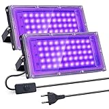 BOSYTRO 2 Stück 50W Schwarzlicht, IP65 Wasserdichte Schwarzlicht Led Strahler, Blacklight UV Schwarzlichtlampe, für Disco, Glow Party, Halloween Deko, Bühnenbeleuchtung, Party Zubehör