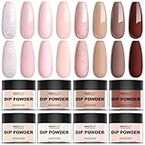 8 Colors Dip Powder Nail Set Classic Nude Pink Brown Collection Glitter All Season Pastel Dip Nails Powder Starter Kit DIY Salon Home Gift for Women,No Need Nail Lamp Cured