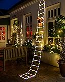 Geemoo LED Weihnachtsmann Leiter Lichterkette - 3 Meter LED Weihnachtsbeleuchtung Strombetrieben mit Timer, Speicherfunktion, 8 Modi, für Innen Außen Weihnachtsbaum Fenster Weihnachten Deko (Bunt)