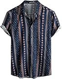 VATPAVE Herren Hawaii Hemd Männer Kurzarm Sommer Freizeithemd Casual Strand Blumen Hawaiihemd X-Large Marine Blau