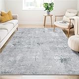 Guchuang Bedding Waschbarer Teppich Wohnzimmer 200x300CM Moderne Abstrakt Kurzflor Teppich Groß Teppich für Esszimmer Schlafzimmer rutschfest Teppich Kunstwolle Teppich, Grau