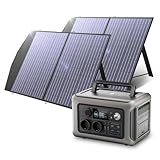 ALLPOWERS R600 Solargenerator, 2x 600W (1200W Spitze) AC Ausgang Tragbare Powerstation mit 2x 100W Solarpanel, 299WH LiFePO4 Batterie, Mobile Stromversorgung für Garten Reise Camping Wohnmobil Notfall