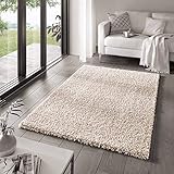 Taracarpet Shaggy Teppich Wohnzimmer Venezia Hochflor Langflor Teppiche modern Creme 300x400 cm