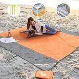 COVACURE Picknickdecke Stranddecke Strandmatte Campingdecke, 210 x 200 cm Wasserdicht, Sanddicht, 0.38kg Ultraleicht & Kompakt für Strand, Camping, Wandern, Picknick (Orange)