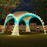 Swing & Harmonie LED Event Pavillon 3,6 x 3,6m DomeShelter Garten Pavillion inkl. Solarmodul Pavilion Designer Gartenzelt Camping Pavilon Partyzelt mit Beleuchtung (Türkis)