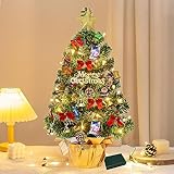 Mini Weihnachtsbaum Kleiner Weihnachtsbaum mit Beleuchtung LED Tisch Weihnachtsbaum klein künstlich geschmückt für Weihnachten Deko 60cm