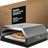 Heidenfeld Pizzaaufsatz Roma | Grillaufsatz - Pizzamaker - Edelstahl - 315°C - Thermometer inklusive - Pizzabox - integrierter Pizzastein - für Holzkohlegrill und Gasgrill - Pizza Maker