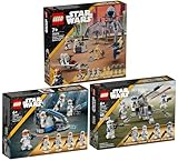 LEGO Star Wars Set: 75372 Clone Trooper & Battle Droid Battle Pack, 75359 Clone Trooper der 332. Kompanie Battle Pack & 75345 501st Clone Troopers Battle Pack