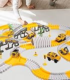 NEFLSI 305 Stück Konstruktion Rennstrecke Spielzeug mit 2 Spielzeugauto Mit Flexible Autorennbahn 272 Stück Kinderspielzeug Geschenke,Engineering-Track-Spielset Auto Geschenk für 3 4 5 6 7+ Jahre Alt