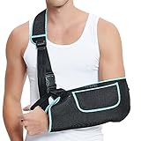 FUUXOO Armschlinge, Schulter-Wegfahrsperre, Rotator-Manschette, Stützbandage, bequeme medizinische Schlinge für Schulterverletzungen, linker und rechter Arm, Männer und Frauen, große Taschen, für