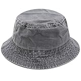 Yixda Vintage Cotton Fischerhut Sonnenhut Washed Retro Outdoor Bucket Hat (Grau)