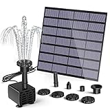 AMZtime Solar Springbrunnen für Außen 1.5W DIY Solarbrunnen für Draussen 2024 Upgrade Solarpumpe mit 3m Kabel,Solar Brunnen mit 6 Fontänenstile Solar Teichpumpe für Gartenteich, Vogel-Bad