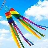 LUKDUNG 2PCS 100cm Regenbogen Flagge Windsack Garten Streifen Wind Socken Banner im Freien hängendes Dekor für Wand Baum Front Patio Rasen
