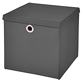 1 Stück Faltbox Dunkelgrau 28 x 28 x 28 cm Aufbewahrungsbox faltbar mit Deckel
