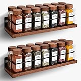 TDSYDS 2-Teiliges Set Gewürzregal Wand Ohne Bohren(40x9.5x7CM),Küchenregal MDF Holz Schrank,Gewürz Organizer,Regal Küche Wand,Gewürzhalter&Gewürzregale Hängend,Spice Rack,Gewurzregalsystem