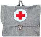 Arztkoffer Kinder Arzt Koffer Arzttasche Tasche Filz Grau 26 x 22 cm Rotes Kreuz