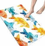 Fooyho Badematte Fish, Badematte rutschfest Badteppich 40x60 cm Badezimmerteppich Kleiner Teppich Badezimmer, Badematten Bad Teppiche Vorleger Duschvorleger Schnelltrocknend Badzimmermatte 423