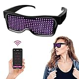 Victop LED Partybrille für Männer Frauen Light Up LED Brille Programmierbar Leuchtbrille Bluetooth Rave Brille Schrift Visor Glasses mit Text Graffiti Animation Rhythmus für Festival Cosplay Bar Club