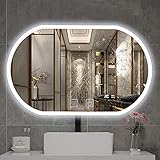 Badezimmerspiegel, Wall Mirror for Bathroom, Led Mirror, 20X28In/24X32In, Illuminated Anti Fog Touch Switch Led Light Bathroom Smart Makeup Vanity Mirror, Hotel/Bedroom/Salon Oval Led Light Mirror
