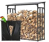 QUICK STAR Metall Kaminholzregal Anthrazit XXL 185 x 70 x 185 cm Garten Kaminholzunterstand 2,3 m³ Stapelhilfe Aussen mit Wetterschutz Schwarz