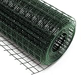 Wiltec Volierendraht 4-Eck in Grün mit 12x12mm Maschengröße, 25m Rolle 100cm Höhe, aus verzinktem Stahl