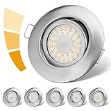 LED Einbaustrahler 230V Flach Dimmbar, Spots 3 stufe, 6W IP44 Bad Einbauleuchten Deckenspots Deckenstrahler,Warmweiß 3000K Schwenkbar Einbauspots für Badezimmer Küche Wohnzimmer,6er Set