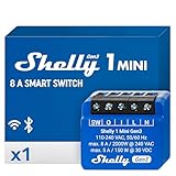 Shelly 1 Mini Gen3 | WLAN und Bluetooth Smart Relais Schalter mit Trockenkontakt | 1 Kanal 8A | Lichtsteuerung und Garagentoröffner | Alexa und Google Home | iOS-Android-App | Kein Hub erforderlich