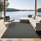 the carpet Mistra In- & Outdoor Teppich Flachgewebe, Modernes Design, Trendige Farben, Superflach, UV- und Witterungsbeständig, Anthrazit, 140 x 200 cm