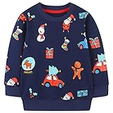 MUJOQE Kinder Jungen Weihnachtspullover Baumwolle Weihnachten Pullover Warme Weihnachtspulli 104