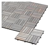 iWerk® – Holzfliesen Akazie 30 x 30 cm | 10er Set Balkonfliesen wetterfest mit EASY KLICKSYSTEM | Robuste Bodenfliesen für Terrasse, Balkon & Garten | Geschmackvoller Bodenbelag | Akazie Stone