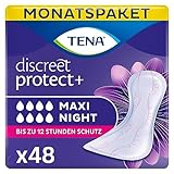 TENA Discreet Maxi Night - 48 Einlagen im Monatspaket (8 x 6 Stück), einzeln verpackt - Hygieneeinlagen für Frauen - bei mittlerer bis starker Blasenschwäche während der Nacht
