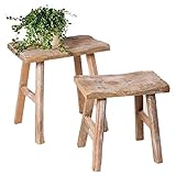 SIDCO Hocker Rustikal 2 x Sitzhocker Beistelltisch Blumenbank Holz Schemel Vintage