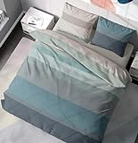 DILIOS Bettwäsche 135x200 2teilig Bettbezug - Bettwäsche-Sets 135 x 200 cm mit 1 Kissenbezug 80x80 cm, Atmungsaktive Baumwolle mit Reißverschluss, Bettwäsche Set Blau Hellblau Weich und Bügelfrei